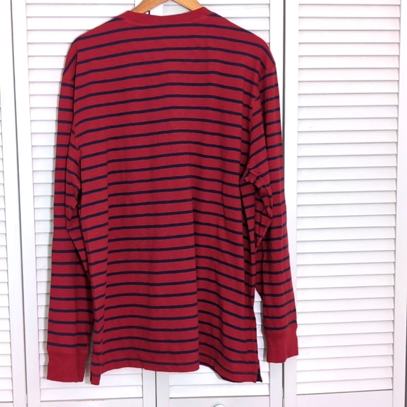 Chaps Red & Blue Striped 3 Buttons On Front Pullover Long Sleeve Size XXL - Picture 3 of 5
